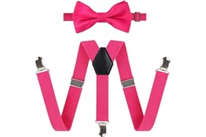 Alizeal Kids Adjustable 3-clip Braces and Pre-tied Novelty Bow Tie