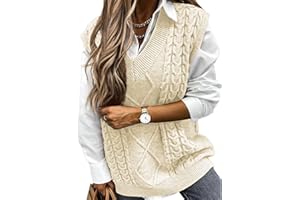 Voqeen Damski sweter kamizelka bez rękawów sweter swetry dzianinowe dekolt w serek stylowa luźna dzianina podkoszulki dla nowoczesnych pań dziewczyn