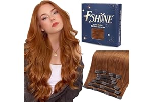 Fshine Extension de Cheveux à Clip 35cm 120g 7pcs Cuivre Rouge Rajout Cheveux Clip Lisse Extension Cheveux Naturel Clip Raides Extension à Clip Cheveux Humain Maxi Volume #330