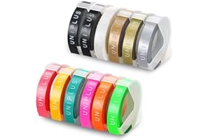 ‎UNIPLUS 12x UniPlus Kompatibles für Omega Etikettenband Ersatz für Prägebänder S0717930 S0717900 Selbstklebendes 3D Etikettenband für Omega Junior Motex E-101 E-303 Etikettendrucker, 9mm x 3m