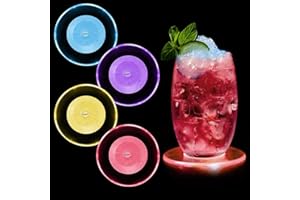 AOUZOVLI 4 Pièces Dessous de Verre Lumineux,Verre Lumineux,Dessous de Verre Personnalisé,Convient aux Bouteilles de Vin,Verres,Fêtes,Bars,Banquets(y Compris Les plaques acryliques)