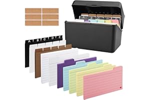 Euleryoo Flashcards, Tarjetas Estudio, Tarjetas De íNdice Fichas Con Anillo De Carpeta,Flashcards Estudio, Incluye 230 Fichas Coloridas 15 Registros 6 Anillos 6 Pegatinas Para Estudiar, Oficina, Hogar