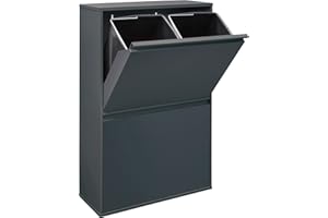 Arregui Basic CR604-B Recykling kosz na śmieci ze stali, system segregacji śmieci z 4 wyjmowanymi wewnętrznymi pojemnikami z tworzywa sztucznego z uchwytem, 4 x 17 l (68 l), antracyt/ciemnoszary