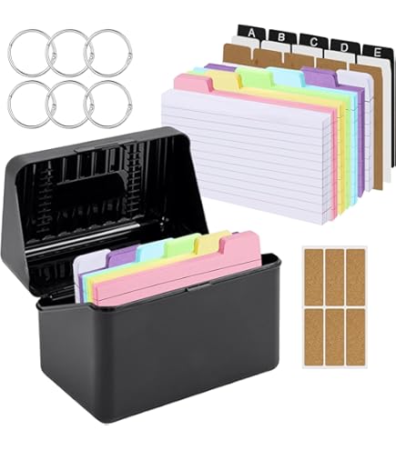 HAN Karteibox DIN A8 Quer Blau - Mit 100 Karteikarten & A-Z Register Made In Germany