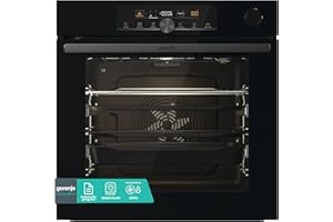 Gorenje OptiBake Advanced BPSA 6747 A08BG Einbau-Backofen / 77L / Heißluft / Pyrolyse / AutoBake / Touch Bedienung / Bratenthermometer / GentleClose & Open / SteamAssist / PizzaMode 300°C/ schwarz
