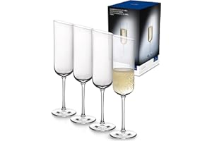 Villeroy & Boch Newmoon Bicchieri da Champagne Contemporanee e Eleganti, Cristallo, Lavabili In Lavastoviglie, Trasparente, 4 Pezzi