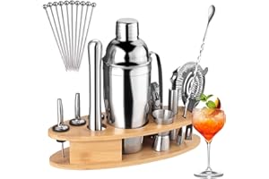 FUNYKICH 22 Piezas Juego de Coctelera Profesional, Coctelera Coctéles de Acero Inoxidable de 750 ml para Cócteles, Mezclar Bebidas, Hogar, Bar, Fiesta, Regalo de Su Familia y Amigo