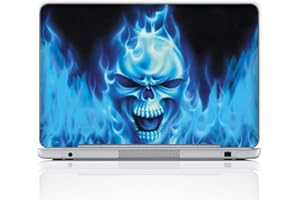 Meffort Inc 15 15.6 Inch Laptop Notebook Skin Sticker Cover Art Decal (Free wrist pad) - Blue Flaming Skull