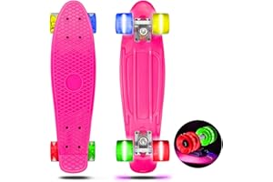 Skevic Monopatín Skate Completo Principiantes con Ruedas LED - Skateboard Niño 22 Pulgadas, 57 cm Monopatin Niños Patinete Rodamientos con Soporte Penny Board Adulto Adolescente Joven
