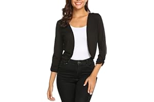 Parabler Women's Bolero Short 3/4 Sleeve Cardigan Open Front Bolero Jacket Summer Casual Cardigan Elegant Lightweight S-XXXL