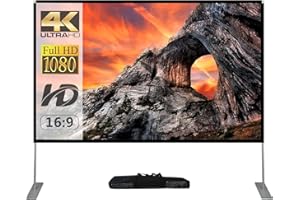 SKERELL Projector Screen with Stand 100 inch Portable Projection Screen 16:9 4K HD Rear Front Projections Movies Screen with Carry Bag for Indoor Outdoor Home Theater Backyard Cinema Travel