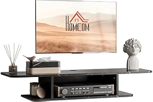 HOMCOM Floating TV Unit Stand for TVs up to 40", Wall Mounted Media Console with Storage Shelf, Entertainment Center, Black