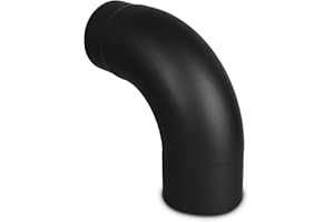 LANZZAS Coude à 90° pour tuyau de poêle - Diamètre nominal 150 mm - Couleur : noir métallisé