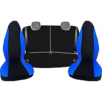 Coprisedili Auto Per Toyota Aygo - Set 7 Pezzi Anteriori E Posteriori, Nero/Blu, Made In Italy - Foto 5