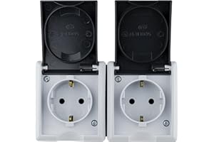 REV AquaForm, Doppelsteckdose-Feuchtraumsteckdose, IP44, einpolig, Aufputz, grau