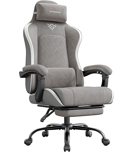 HLFURNIEU Ergonomische Gamingstoel, Gamingstoel, In Hoogte Verstelbaar Gamingstoel Met Telescopische Voetensteun Gamingstoel Met Hoofdsteun En Lendensteun Gamingstoel Zwart En Wit