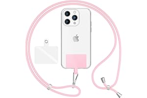 NALIA Lanière Universelle pour Telephone Portable, Cordon Tour De Cou pour Smartphone Etui, Porte Clef Chaine réglable avec Crochet Métallique e Carte, Sangle pour Épaule, Couleur:Rose Pastel