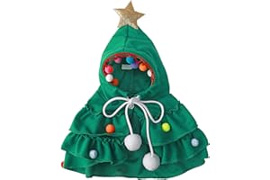 TSLBW Haustier Weihnachtskostüm mit Weihnachtsmütze Welpen-Weihnachtsumhang mit Stern und Pompoms Cosplay Kleid für Weihnachten Haustierkleidung Hund Katze Weihnachtskostüm Neujahrsparty (M)