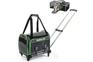 Gardner Pet Sac à roulettes Transport pour Chat Chien Extensible, Grand Caisse de Transport Chat Respirant et Pliable, Cage Transport Chat pour Voyage en Avion/Train/Voiture - M/Gris