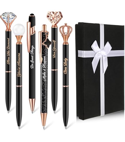 Graphique Girl Boss Fashion Pen - Refillable Black Ink Ballpoint With Gold Finish & Gift Box