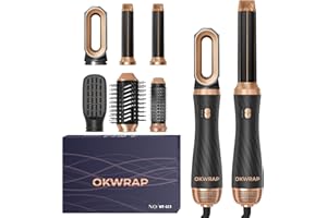 OKWRAP 6 in 1 AirStyler, Spazzola Asciugacapelli Multifunzione 6 IN 1, Asciugacapelli Air StylerCon Spazzola Lisciante, Ferro Arricciacapelli ad aria Calda, Styling Arricciatura Raddrizzamento
