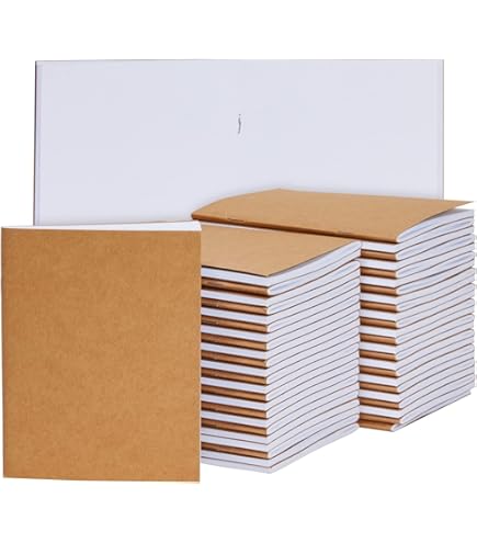 ZCZN Lijnblokken A5, Set van 24 Notitieblokken, Reisdagboek met Wit Kraft Cover, Tekening Notitieblok, 60 pagina's (30 vel) per Lijnblok