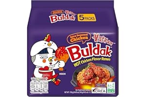 PRODUCT 9 Spicy Seasoned Buldak Noodles – NEW FLAVOUR - Korean Ramen Noodles, Instant Spicy Korean Noodles Multipack, New Flavour – 5 x 140 g Packs, Hot Chicken Noodles, Buldak Ramen