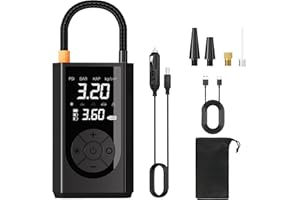 BYANCIEL Tyre Inflator Portable Air Compressor, 8000mAh Battery & 12V DC Dual Power Inflator Air Pump, Portable Tyre Inflator with Large LED Display, Tyre Air Pump for Bicycle, Motorcycle, Balls