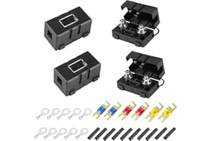 CoKeeSun 4 Portafusibles Midi para Coche, 40A/50A/100A Fusibles Midi Atornillables y 10 Terminales y 10 Tubos Termorretráctiles, Caja de Fusibles para Coche, Barco, Camiónes, Vehículos