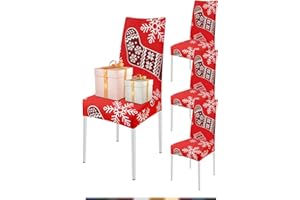FIGOOO Coprisedie Natalizie con Schienale 4 Pezzi Xmas Coprisedia per Sala da Pranzo Spandex Fodera per Sedia da Cucina Coprisedia Decorativo Natalizio(Calze da Stivale,4pcs)