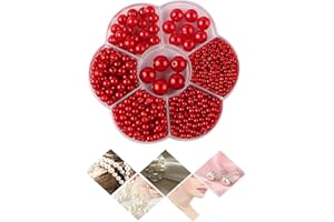 AMBOLIO Perle per Bigiotteria Fai da te,Perline per Bigiotteria Fai da te Adulto,Perline Vetro con Perle,3/4/5/6/8/10 /12mm,per Art Craft Decorations Creazione di Gioielli Fai-da-te,1150 Pezzi. (rosso)