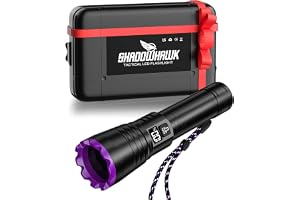 Shadowhawk 365 nm UV ficklampa, 4-kärnig UV-lampa med LCD-display | Uppladdningsbar UV-lampa, UV-ljus blixt för bärnsten, djururintest, hartshädning