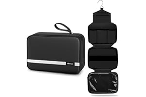 Maliton Kulturbeutel zum Aufhängen [Wasserdicht] - Große Reisetasche für Reise/Dienstreise/Fitness/Schwimmen | Kosmetiktasche Damen Herren mit 4 Fächern | Waschtasche faltbar & kompakt(Schwarz)