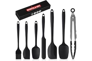 WEXOMA 7 Stück Teigschaber Silikon Set, Küchenbackwerkzeuge Silikon Spatel Set mit Küchenzange, Spatula Hitzebeständige bis 460°F Nahtloses Einteiliges Design, Geeignet zum Backen, Kochen und Rühren