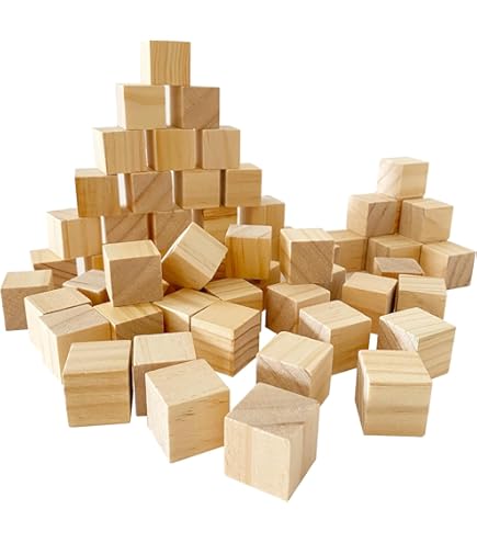 12 Unfinished Wooden Cubes – 1.5 Inch Blank Square Blocks For DIY Crafts, Math & Kids' Projects