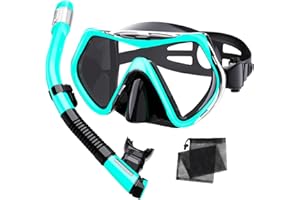 OTOWAVING Snorkel Set Adults,Dry-Top Snorkeling Gear,Anti-Fog Tempered Glass Panoramic Mask, Anti-Leak Snorkelling Kit with Carry Bag for Swimming,Scuba Diving & Travel