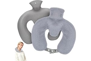 ‎MEETORY Meetory Wärmflasche Nacken - 1.2L Nackenwärmflasche Schlauchwärmflasche bei Nacken-, Schulter- und Rückenschmerzen Gummi Wärmflasche Nacken Schulter mit weichem Bezug Geschenke Für Frauen Mama