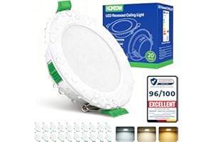 HOMEOW Lot de 20 Spot Led Encastrable Extra Plat, 5w Spot Encastrable Led 68mm - 78mm Découpe, Blanc Chaud 2700K Blanc Neutre 4000K Blanc Froid 6000K Spot Salle de Bain IP44 pour Cuisine