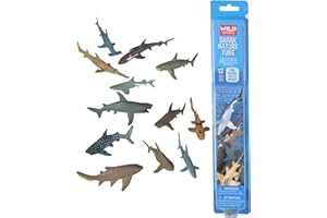 Wild Republic Nature Tube Requin, 12 Espèces de Requin Animaux Miniatures, Cadeau de Noël pour Enfants, Figurines à Collectionner, Super pour Le Jeu Interactif