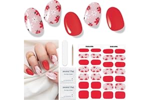 DUKASOU Unghie Gel Adesive UV - 28 Pcs Smalto Adesivo per Unghie Adesivi Unghie Gel Nail Stickers Full Wraps Lampada UV/LED Adesivi per Unghie in Gel Curati Con Lima per Unghie e Stick