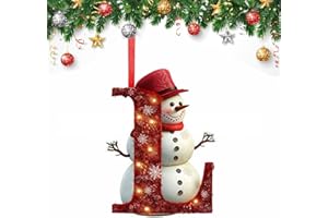 YXBWM 26 Letter Christmas Tree Decorate,Personalized Acrylic Letters Snowman Ornaments,Custom A to Z Hanging Christmas Pendant for Family Friends,for DIY Crafts Decorations, Home Party Festival Decor (L)