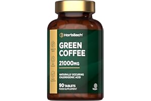 HORBÄACH Green Coffee Bean Extract 21,000mg | 90 Vegan Caffeine Tablets | Rich Source of Chlorogenic Acid | High Strength Supplement | by Horbaach