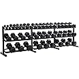 Equipped Gym - Hex Weights Dumbbells Set 2.5-50kg Pairs Options With Horizontal 3 Tier Rack Stand. Cast Iron Gym Weights Equipment For Home And Commercial Use For Both Men And Women