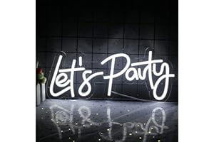 WANXING Let's Party Insegna al neon Let's Party Insegna a LED Dimmerabile Luci al neon Decorazioni al neon per feste, feste di compleanno, decorazioni per pareti della camera da letto (bianco)