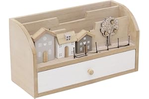 CAROUSEL HOME Shabby Chic Wooden House Family Tree Letter Rack | Wooden Letter Rack Organizer