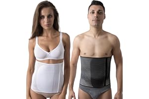 Beman 5063 - Pancera Millerighe Uomo Donna Fascia Addominale Contenitiva Post Operatoria Post Parto Elasticizzata A Strappo Altezza 27 CM (3XL, Bianco)