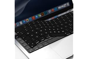 GPXIIZ Tastaturschutz Kompatibel für 2025-2022 MacBook Air 13,6/Air 15 M4 M3 M2, 2024-2021 Mac Pro 14/Pro 16 Pro/Max M4 M3 M2 M1 Ultra Dünn Silikon Keyboard Cover, QWERTZ EU-Layout, Schwarz