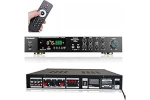 BAZARGAME Amplificatore Bluetooth HiFi Stereo Amplifier 5 Canali Bluetooth Desktop Audio Amplificatore LED Digitale FM USB Audio Amplificatore di potenza con telecomando