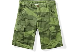 Aeslech Little Big Boys' Casual Cargo Shorts Lightweight Multi Pockets Summer