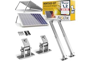 Avoltik Solarpanel Halterung I Solarmodul-Halterung Balkonkraftwerk aus Aluminium I Solarmodul Aufständerung mit verstellbarem Winkel 15°-30° für Dach, Balkon & Boden I Halterung für Solarmodule